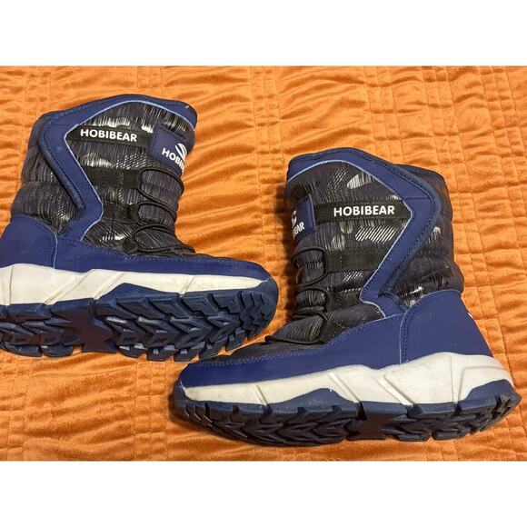 Hobibear Blue&Black Snow Kid’s Boots Winter Warm Soft Comfortable Slip-On Size 3 - Picture 4 of 7